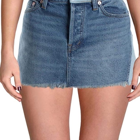 Free People WE THE FREE PATCHED DENIM MINI SKIRT size 26 - Picture 9 of 12
